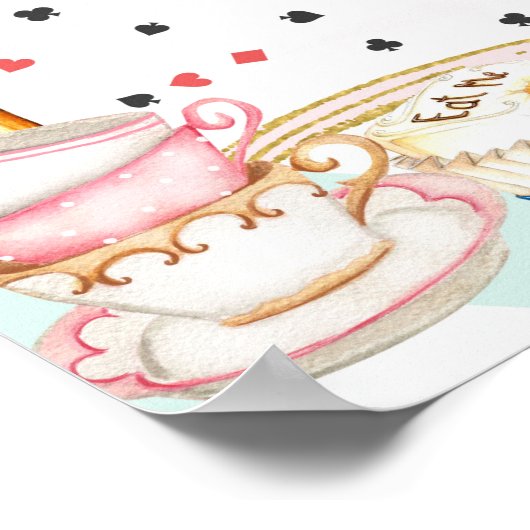 Alice wonderland不機嫌ハッタータティーパーティーウェルカムサイン ポスター (角)