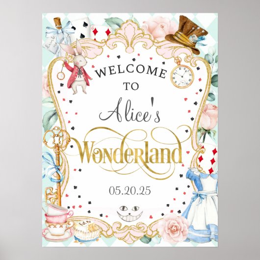 Alice wonderland不機嫌ハッタータティーパーティーウェルカムサイン ポスター (正面)