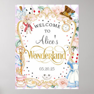 Alice wonderland不機嫌ハッタータティーパーティーウェルカムサイン ポスター