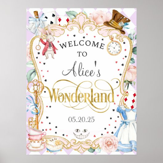 Alice wonderland不機嫌ハッタータティーパーティーウェルカムサイン ポスター (正面)