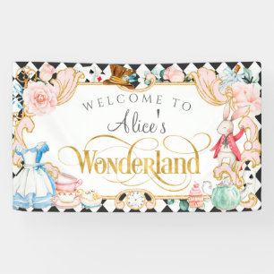 Alice wonderland不機嫌ハッターティーパーティー背景 横断幕