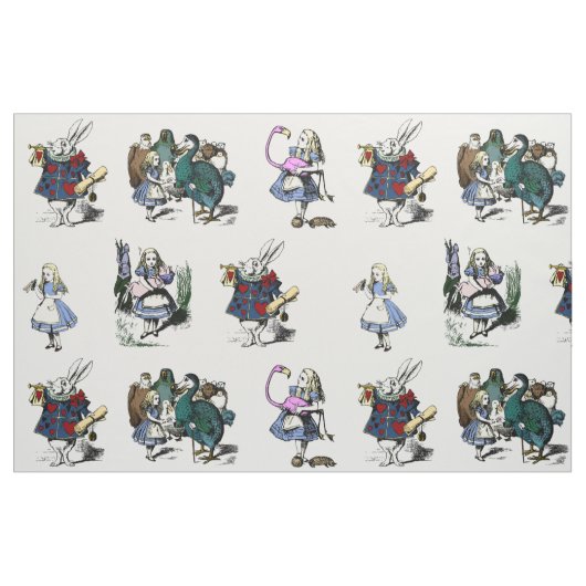 Alice Wonderland白うさぎ大おとぎ話の本 ファブリック (ファットクウォーター)