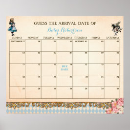 Alice Wonderland Baby Guess Due Date Calendar ポスター