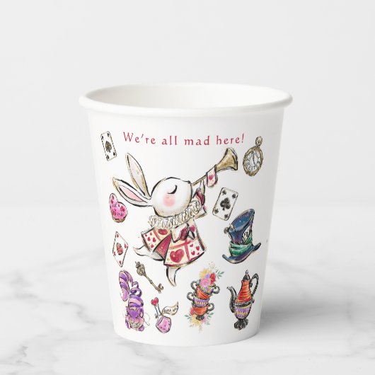 Alice Wonderland Mad Tea Party Birthday Cups 紙コップ (正面)