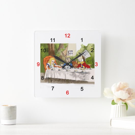 Alice's Adventures in Wonderland スクエア壁時計 (ホーム)