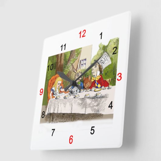 Alice's Adventures in Wonderland スクエア壁時計 (傾斜)