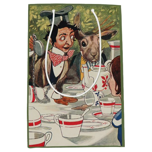 Alice's Adventures in Wonderland Teaパーティーヴィンテージ ミディアムペーパーバッグ (正面)