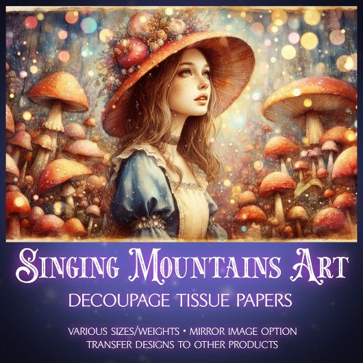 Alice's Magical Mushroom Wonderland Decoupage 薄葉紙
