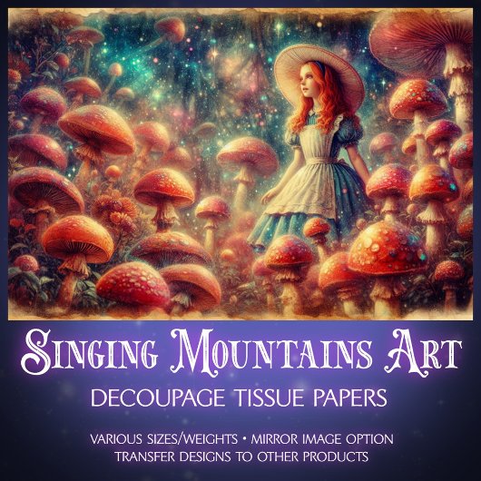 Alice's Mushroom Forest Adventure Decoupage 薄葉紙