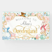 Alice's Onederland girl first birthday backdrop 横断幕 (横)
