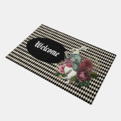 Alice's Rabbit on Harlequinカスタマイズ可能 ドアマット (アングル)