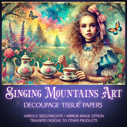 Alice's Whimsical Watercolor Tea Time Decoupage 薄葉紙