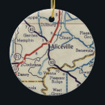 Aliceville AL Vintage Map セラミックオーナメント<br><div class="desc">Aliceville Alabama Christmas ornament made with vintage road map from 1955.</div>