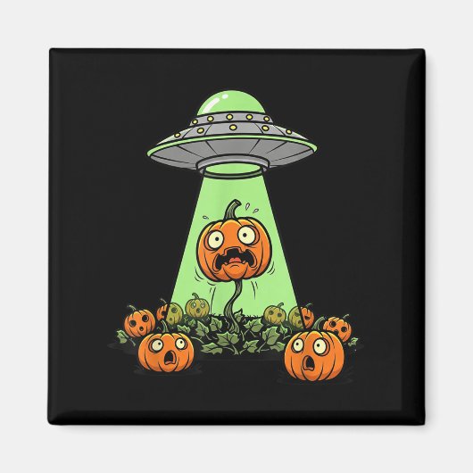 Alien Abduction Funny Pumpkin Halloween Light Ufo マグネット (正面)