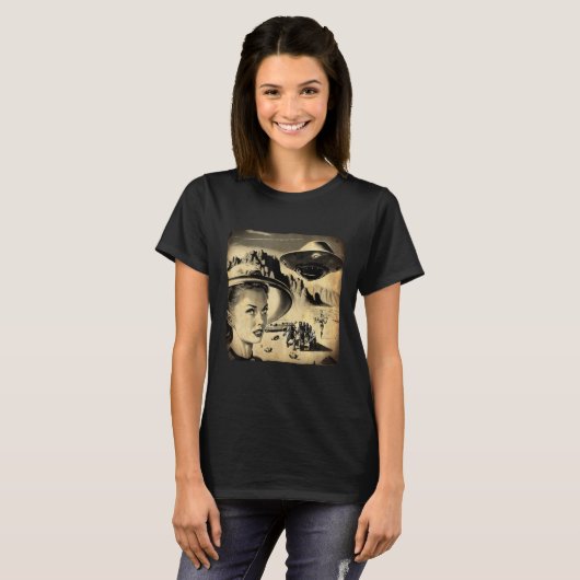 Alien Area 51 Zombie Nevada Desert Cool Retro Grap Tシャツ (正面フル)