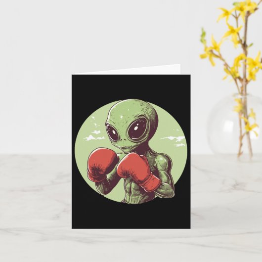 Alien Boxer Ready To Fight In Gloves  カード (黄色い花)