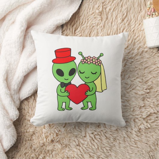 Alien Bride Groom Decorative Wedding クッション (ブランケット)