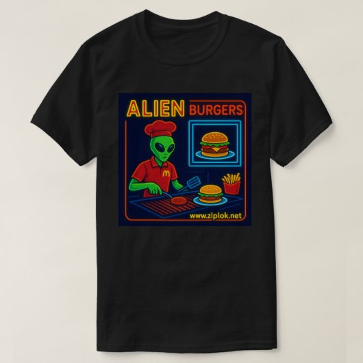 Alien Burgers - T-Shirt Tシャツ (デザイン正面)