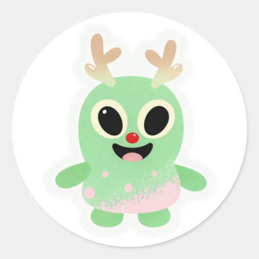 Alien Christmas Sticker 1 ラウンドシール (正面)