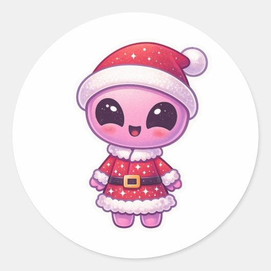 Alien Christmas Sticker 2 ラウンドシール (正面)