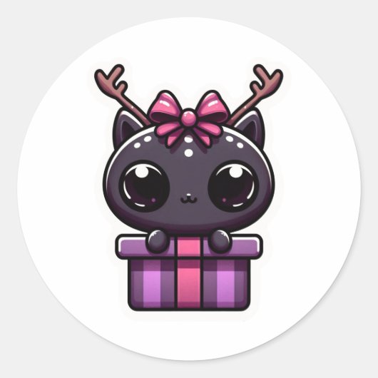 Alien Christmas Sticker 3 ラウンドシール (正面)