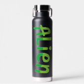 Alien Cute Playful Space Alien Green Typography ウォーターボトル (正面)