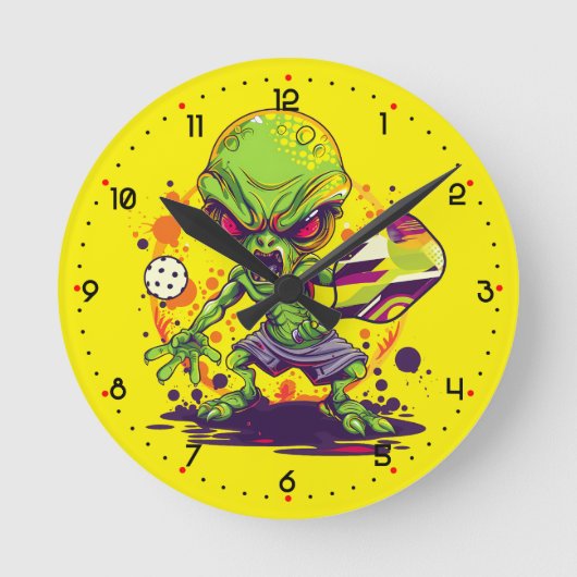 ALIEN DINKSTRIKTOR 3000 ピックルボール ラウンド壁時計 (正面)