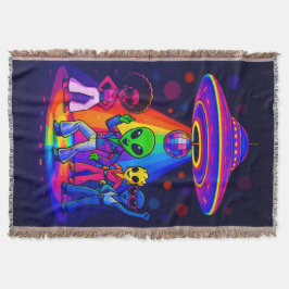 Alien Disco UFO with Disco Dancing Aliens スローブランケット