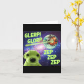 Alien Dog Meme Glerp Glorp Funny Space Laser Gift  カード (黄色い花)