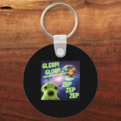 Alien Dog Meme Glerp Glorp Funny Space Laser Gift  キーホルダー (正面)