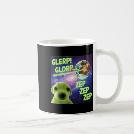 Alien Dog Meme Glerp Glorp Funny Space Laser Gift  コーヒーマグカップ (右)