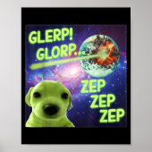 Alien Dog Meme Glerp Glorp Funny Space Laser Gift  ポスター (正面)