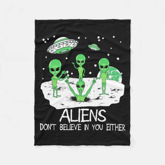 Alien Dont Believe In You Either Funny Alien Long  フリースブランケット (正面)