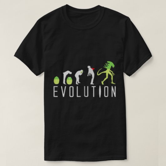Alien Evolution Funny Sci-Fi Design Tシャツ (デザイン正面)