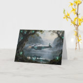 Alien Fishing Birthday カード (黄色い花)