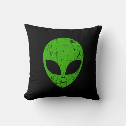 alien green head ufo science fiction extraterrestr クッション (正面)