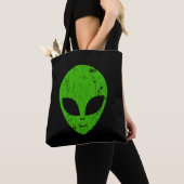 alien green head ufo science fiction extraterrestr トートバッグ (クローズアップ)