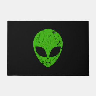 alien green head ufo science fiction extraterrestr ドアマット