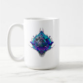 Alien Head blue and purple tribal design コーヒーマグカップ (左)