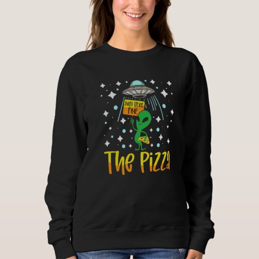 Alien Head Eating Pizza UFO Extraterrestrial Ficti スウェットシャツ (正面)