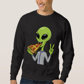 Alien Head Eating Pizza UFO Extraterrestrial Snack スウェットシャツ