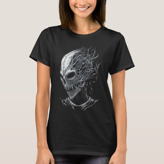 Alien Head Extraterrestrial UFO Glitch Alien Face Tシャツ (正面)