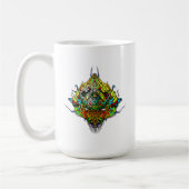 Alien Head yellow tribal design コーヒーマグカップ (左)