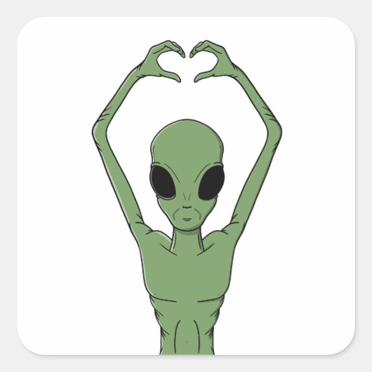 Alien Heart Pose スクエアシール (正面)