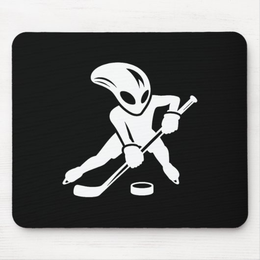 Alien Ice Hockey Player Cool Cartoon マウスパッド (正面)