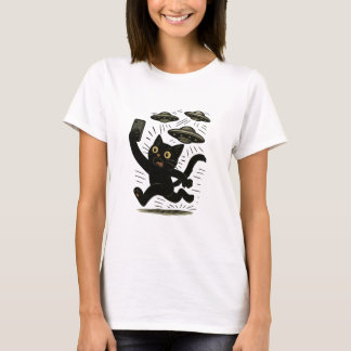 Alien Invasion Cat Design, Selfie UFO Cat Tシャツ