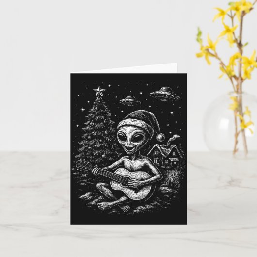 Alien Loves Christmas  カード (黄色い花)