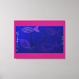 Alien Mermaid with Semi-Transparent Fish キャンバスプリント