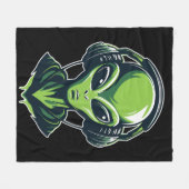 Alien mit Kopfhörern – Minimalistisches Techno & R フリースブランケット (正面(横))