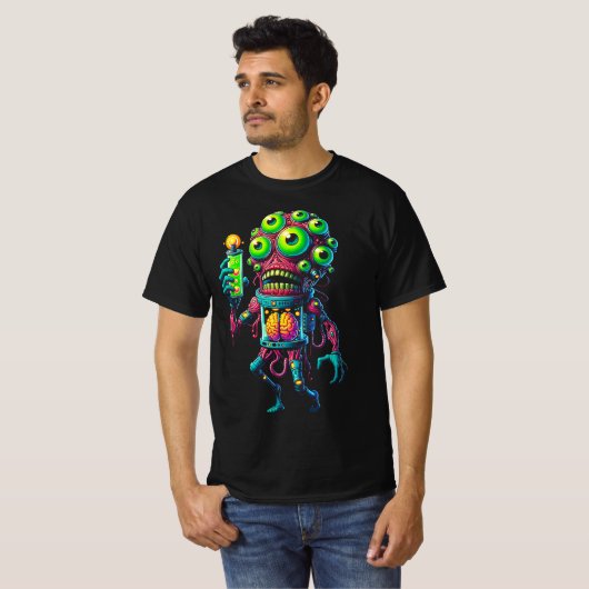 Alien Monster Creatie met Elektrisch Testbuis Tシャツ (正面フル)